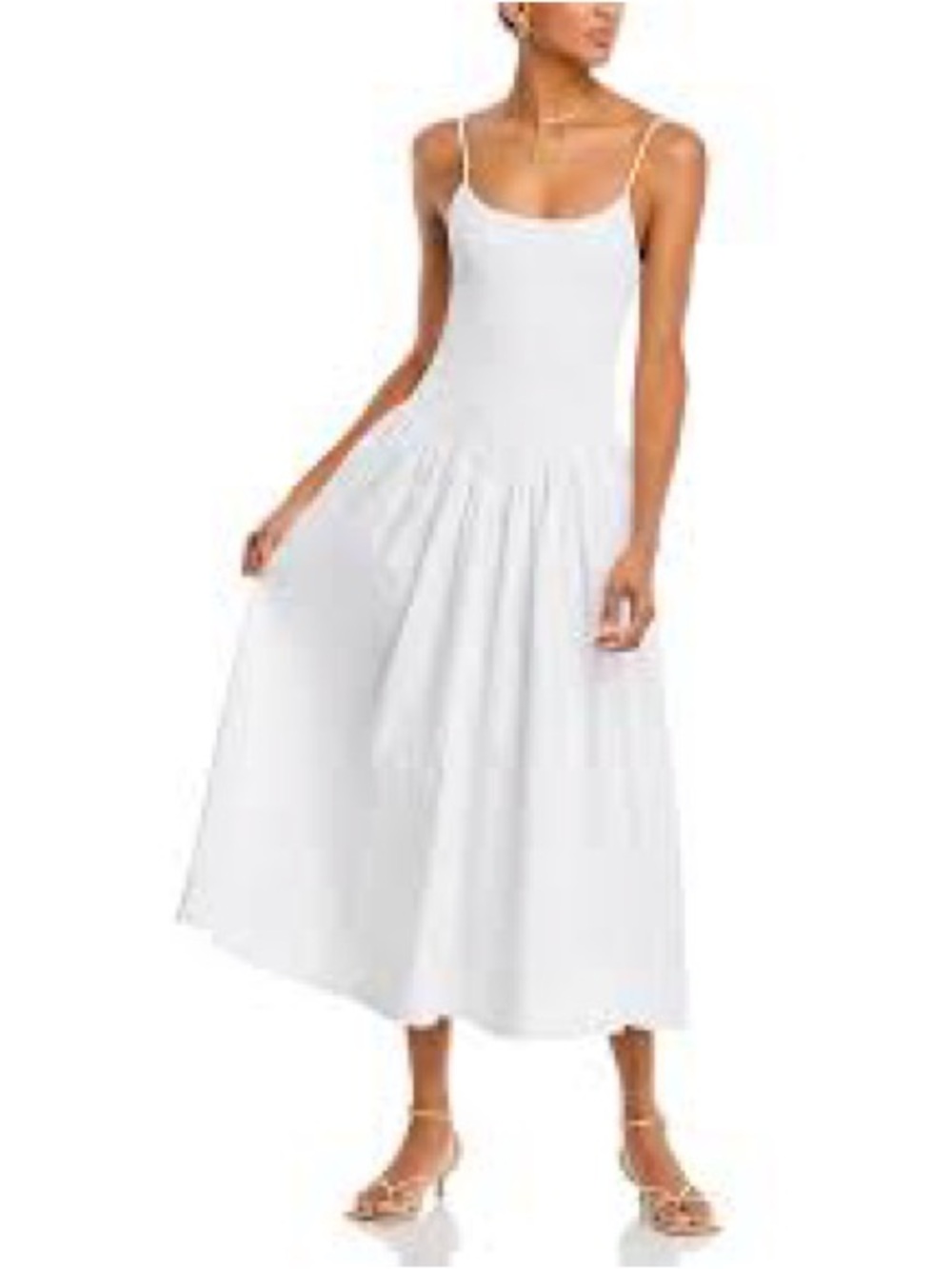 Lk NEW Lucy Paris Hazel Smocked Bodice Spaghetti Strap Dress white w/pockets SzM